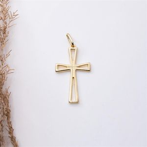 PINGENTE FOLHEADO A OURO CRUZ LISA E VAZADA