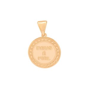 PINGENTE FOLHEADO A OURO MEDALHA COM DEUS É FIEL