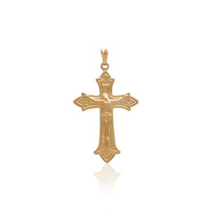 PINGENTE FOLHEADO A OURO CRUZ LISA COM CRISTO