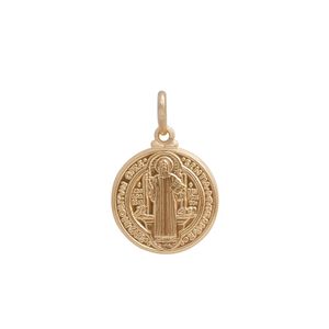 PINGENTE FOLHEADO A OURO MEDALHA LISA COM SÃO BENTO
