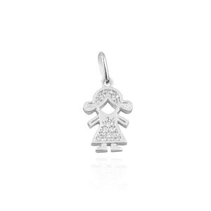 PINGENTE PRATA MENINA COM ZIRCÔNIAS