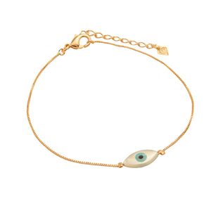 PULSEIRA FOLHEADO A OURO COM OLHO GREGO LISO