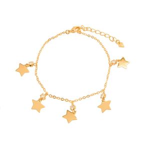 PULSEIRA FOLHEADO A OURO COM ZIRCÔNIAS E ESTRELAS LISAS