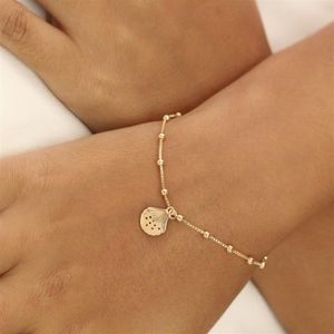 PULSEIRA FOLHEADA A OURO FIO VENEZIANO COM BOLINHAS E CONCHA