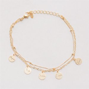 PULSEIRA FOLHEADO A OURO 2 FIOS COM MEDALHAS DE DIZERES