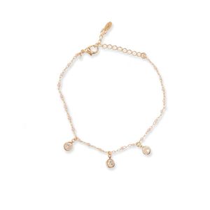 PULSEIRA FOLHEADO A OURO COM MIÇANGAS E ZIRCÔNIAS PENDURADAS