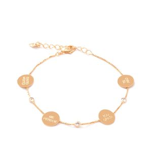 PULSEIRA FOLHEADO A OURO COM DIZERES E ZIRCÔNIAS