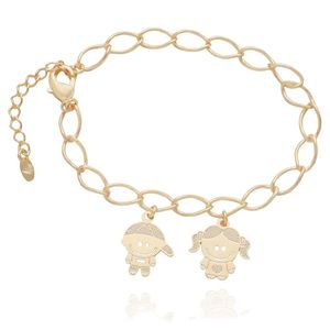 PULSEIRA FOLHEADO A OURO MENINO E MENINA TRABALHADOS