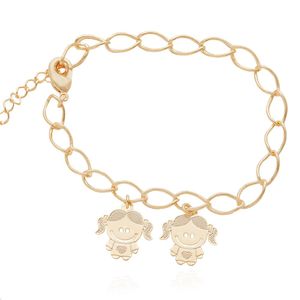 PULSEIRA FOLHEDADA CORRENTE ELOS COM 2 MENINAS