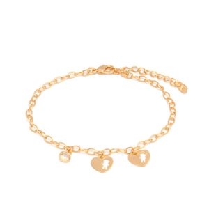 PULSEIRA FOLHEADO A OURO COM ZIRCÔNIA E CORAÇÃO COM MENINOS