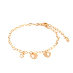 PULSEIRA FOLHEADA A OURO COM ZIRCÔNIA E CORAÇÕES COM MENINAS