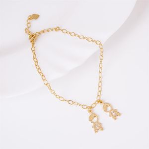 PULSEIRA FOLHEADO A OURO MENINOS COM ZIRCÔNIAS