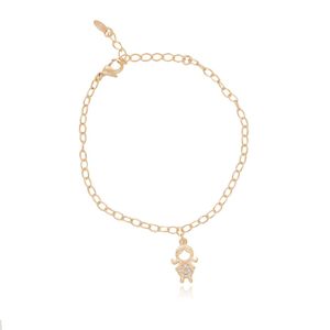PULSEIRA FOLHEADO A OURO MENINA COM ZIRCÔNIAS