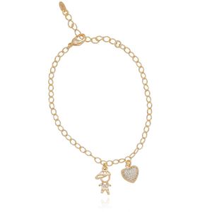 PULSEIRA FOLHEADO A OURO CORAÇÃO COM MENINO