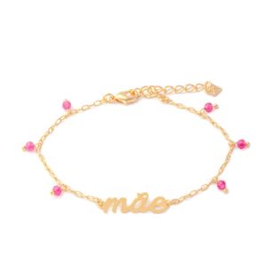 PULSEIRA FOLHEADO A OURO COM CRISTAIS E MÃE LISA