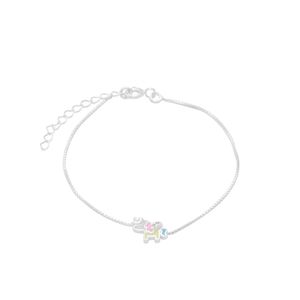 PULSEIRA PRATA VENEZIANA INFANTIL COM UNICÓRNIO DE RESINA