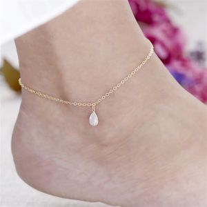 TORNOZELEIRA FOLHEADO A OURO COM 1 GOTA DE ZIRCÔNIA