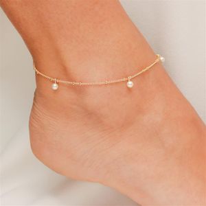 TORNOZELERIA FOLHEADO A OURO COM MINI BOLINHAS E PÉROLAS