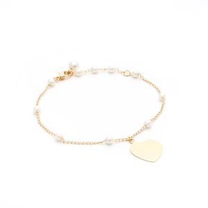 PULSEIRA FOLHEADO A OURO COM PÉROLAS E CORAÇÃO