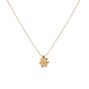 COLAR FOLHEADO A OURO VENEZIANO GOTA CRISTAL RUTILADO