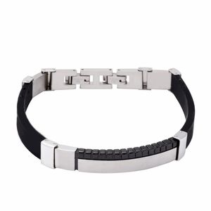 BRACELETE DE SILICONE COM AÇO E STEEL BLACK