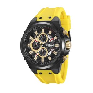 RELÓGIO SECULUS CRONÓGRAFO AMARELO COM PRETO
