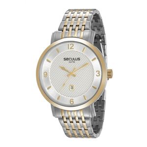 RELÓGIO SECULUS BICOLOR COM CALENDÁRIO