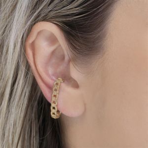 PIERCING DE ORELHA FOLHEADO A OURO CORRENTE GROUMET