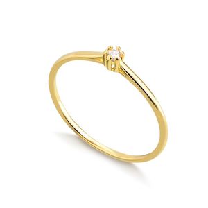 ANEL FOLHEADO A OURO MINI SOLITÁRIO DE ZIRCÔNIA CRISTAL