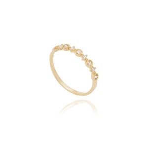 ANEL FOLHEADO A OURO COM MINI ZIRCÔNIAS CRISTAL