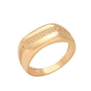 ANEL FOLHEADO A OURO QUADRADO COM FAIXA DE ZIRCÔNIAS