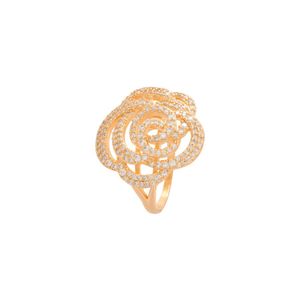 ANEL FOLHEADO FLOR GRANDE VAZADO COM ZIRCÔNIAS CRISTAL