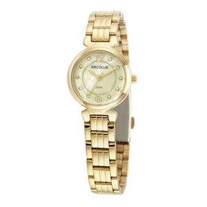 RELÓGIO SECULUS DOURADO VISOR MADREPÉROLAS DOURADO