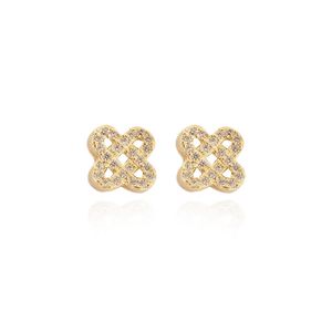 BRINCO FOLHEADO A OURO ENTRELAÇADO DE ZIRCÔNIAS