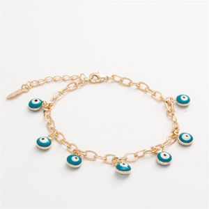 PULSEIRA FOLHEADO A OURO DE ELOS COM OLHO GREGO