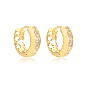 BRINCO FOLHEADO A OURO ARGOLA GRANDE COM ZIRCÔNIAS