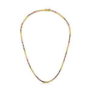 COLAR FOLHEADO A OURO RIVIERAS MULTICOLORIDAS