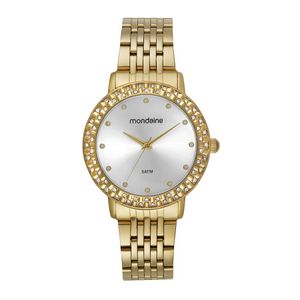 RELÓGIO MONDAINE DOURADO TRABALHADO COM CRISTAIS