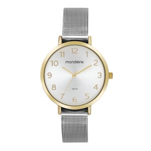 RELÓGIO MONDAINE BICOLOR COM PULSEIRA DE ESTEIRA