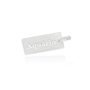 PINGENTE PRATA PLACA COM SIGNO LISA