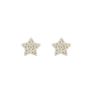 BRINCO FOLHEADO A OURO ESTRELA COM ZIRCÔNIAS E RÓDIO