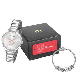 KIT RELÓGIO MONDAINE PRATA COM PULSEIRA DE BERLOQUE