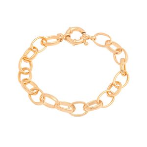 PULSEIRA FOLHEADO A OURO ELO PORTUGUÊS GROSSO