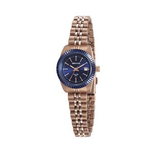 RELÓGIO SECULUS ROSÉ COM AZUL E CALENDÁRIO