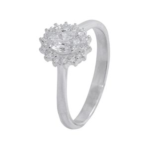 ANEL PRATA OM ZIRCÔNIAS DE CRISTAL E 1 ZIRCÔNIA OVAL CRISTAL