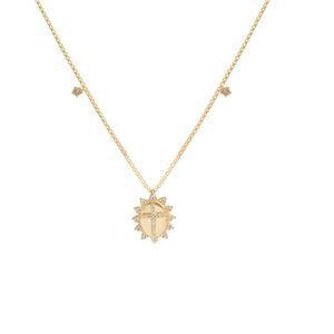 COLAR FOLHEADO A OURO COM MEDALHA OVAL COM CRUZ DE ZIRCÔNIAS E MINI ESTRELAS