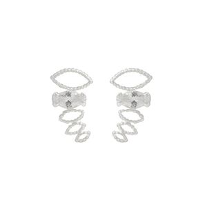 BRINCO PRATA EAR CUFF DE OVAIS E NAVETE DE ZIRCÔNIA