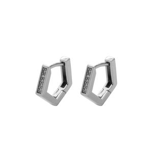 BRINCO RÓDIO ARGOLA TRIANGULAR MÉDIA COM ZIRCÔNIAS