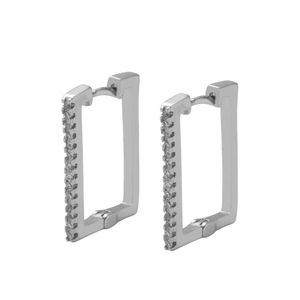 BRINCO RÓDIO ARGOLA RETANGULAR COM ZIRCÔNIAS GRANDE