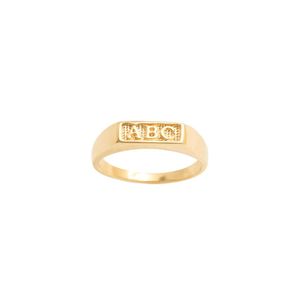 ANEL FOLHEADO A OURO INFANTIL CHAPA COM ABC